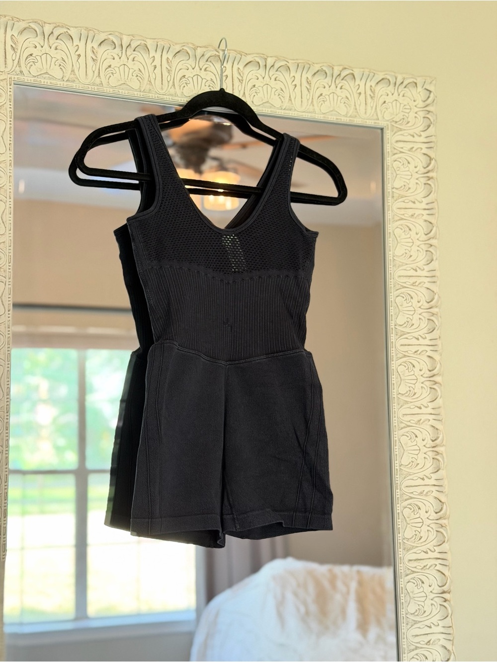 JoyLab Black Ribbed V‑Neck Sleeveless Bodysuit Romper - Picture 2 of 2